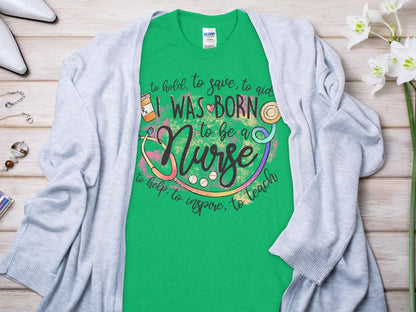 Born To Be Nurse, Future Nurse Gift Idea, Nursing School Student Grad, RN LPN, Nurse Life, Funny Nurse Quality Gilden Tee - Creations Unlimited