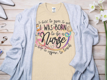 Born To Be Nurse, Future Nurse Gift Idea, Nursing School Student Grad, RN LPN, Nurse Life, Funny Nurse Quality Gilden Tee - Creations Unlimited