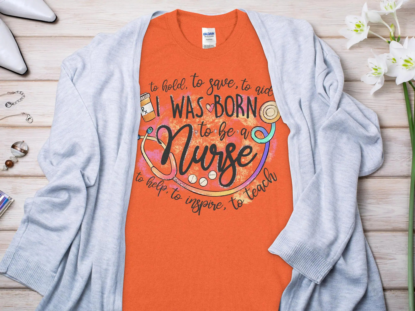 Born To Be Nurse, Future Nurse Gift Idea, Nursing School Student Grad, RN LPN, Nurse Life, Funny Nurse Quality Gilden Tee - Creations Unlimited