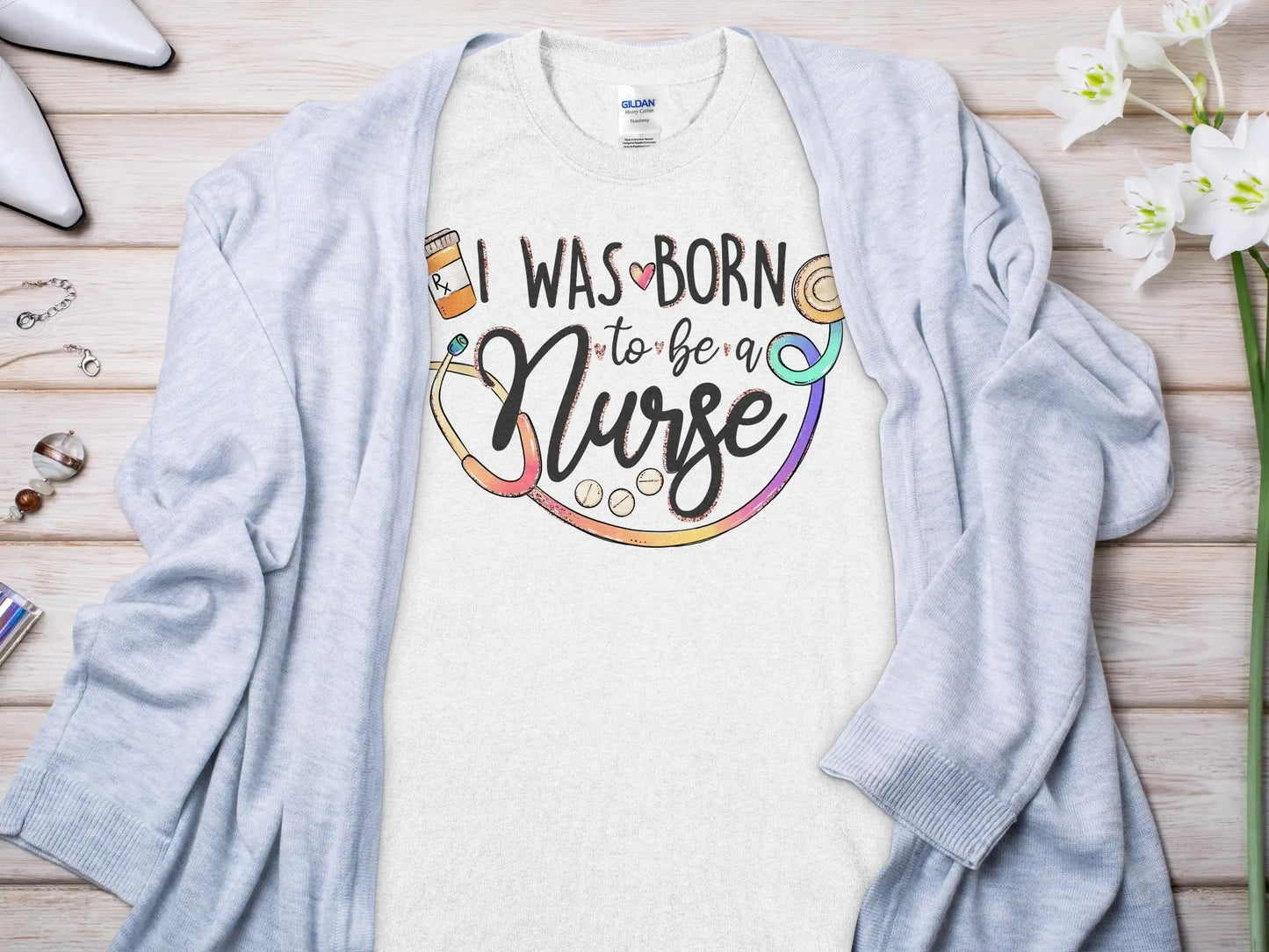 Born to Be Nurse, Future Nurse Gift Idea, Nursing School Student Grad, RN LPN, Nurse Life, Funny Nurse Quality Gilden Tee - Creations Unlimited