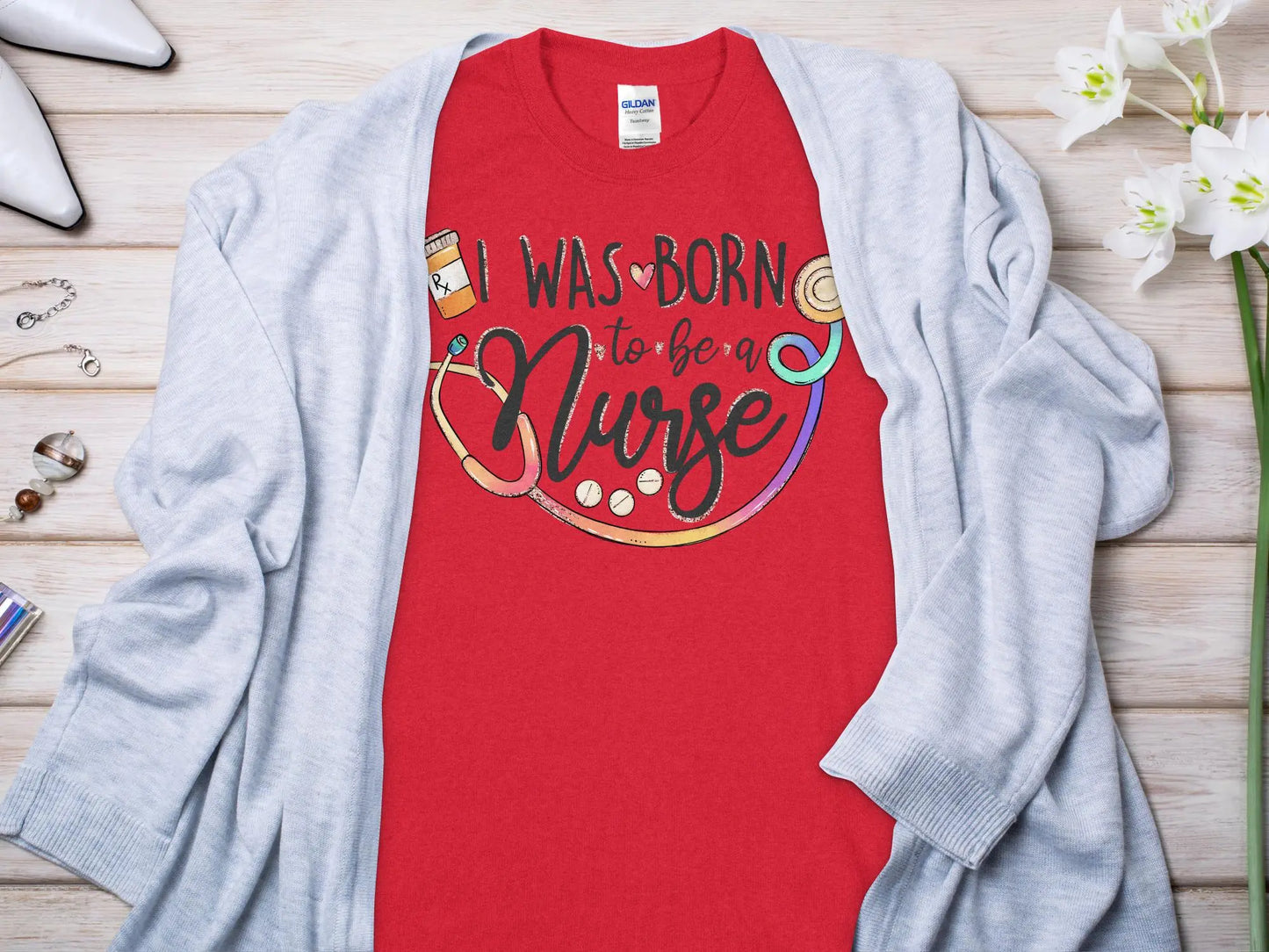 Born to Be Nurse, Future Nurse Gift Idea, Nursing School Student Grad, RN LPN, Nurse Life, Funny Nurse Quality Gilden Tee - Creations Unlimited