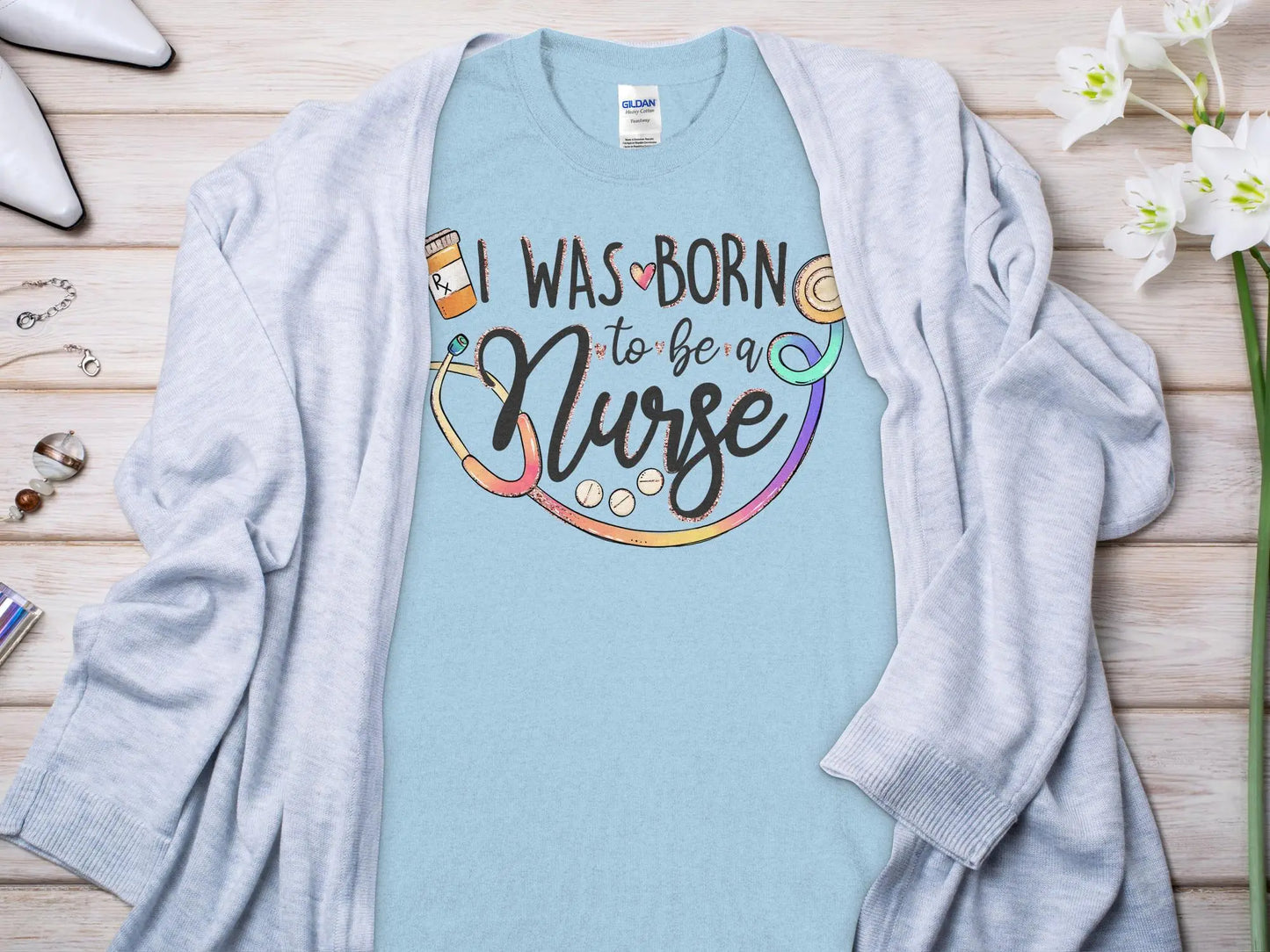 Born to Be Nurse, Future Nurse Gift Idea, Nursing School Student Grad, RN LPN, Nurse Life, Funny Nurse Quality Gilden Tee - Creations Unlimited