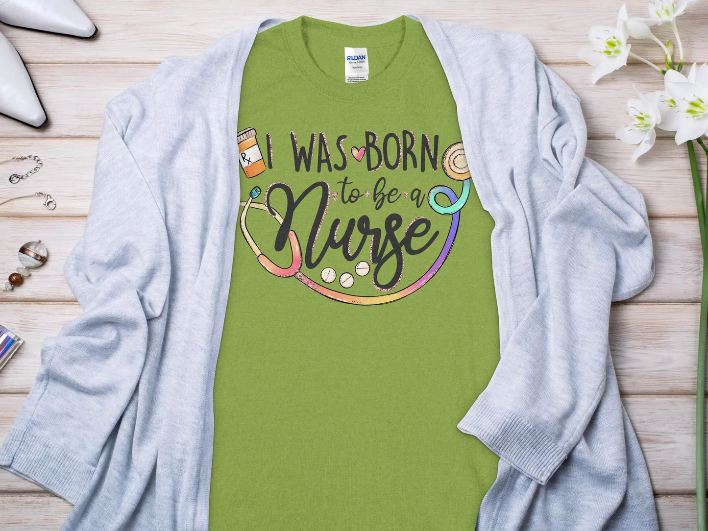 Born to Be Nurse, Future Nurse Gift Idea, Nursing School Student Grad, RN LPN, Nurse Life, Funny Nurse Quality Gilden Tee - Creations Unlimited