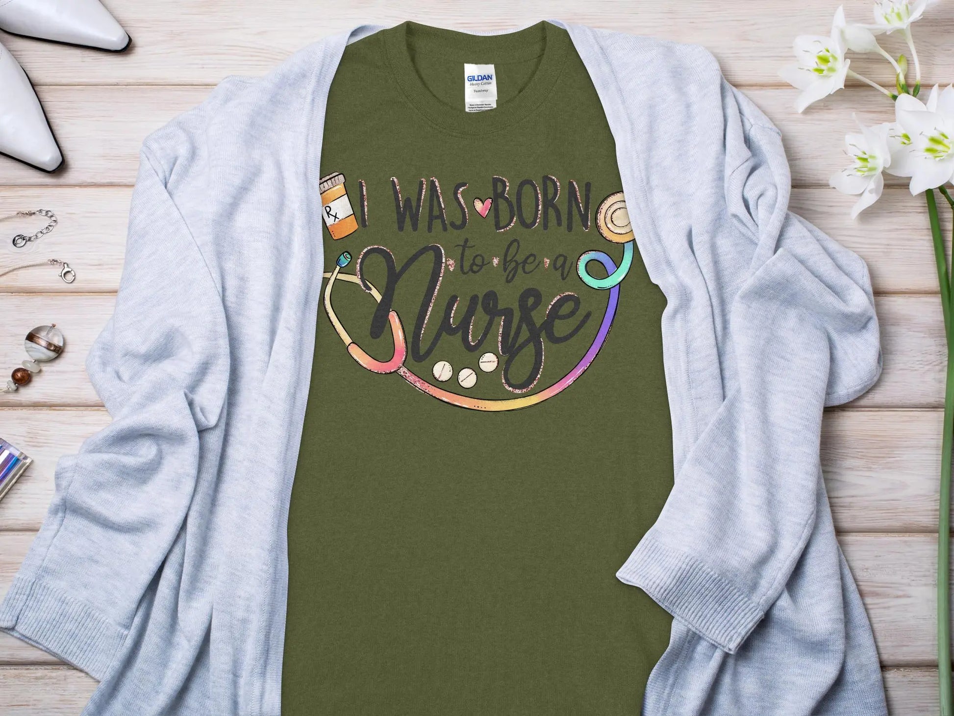 Born to Be Nurse, Future Nurse Gift Idea, Nursing School Student Grad, RN LPN, Nurse Life, Funny Nurse Quality Gilden Tee - Creations Unlimited