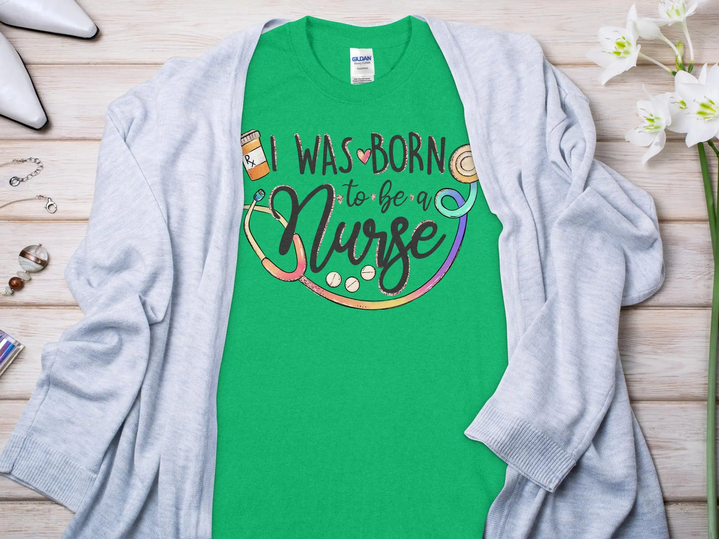 Born to Be Nurse, Future Nurse Gift Idea, Nursing School Student Grad, RN LPN, Nurse Life, Funny Nurse Quality Gilden Tee - Creations Unlimited