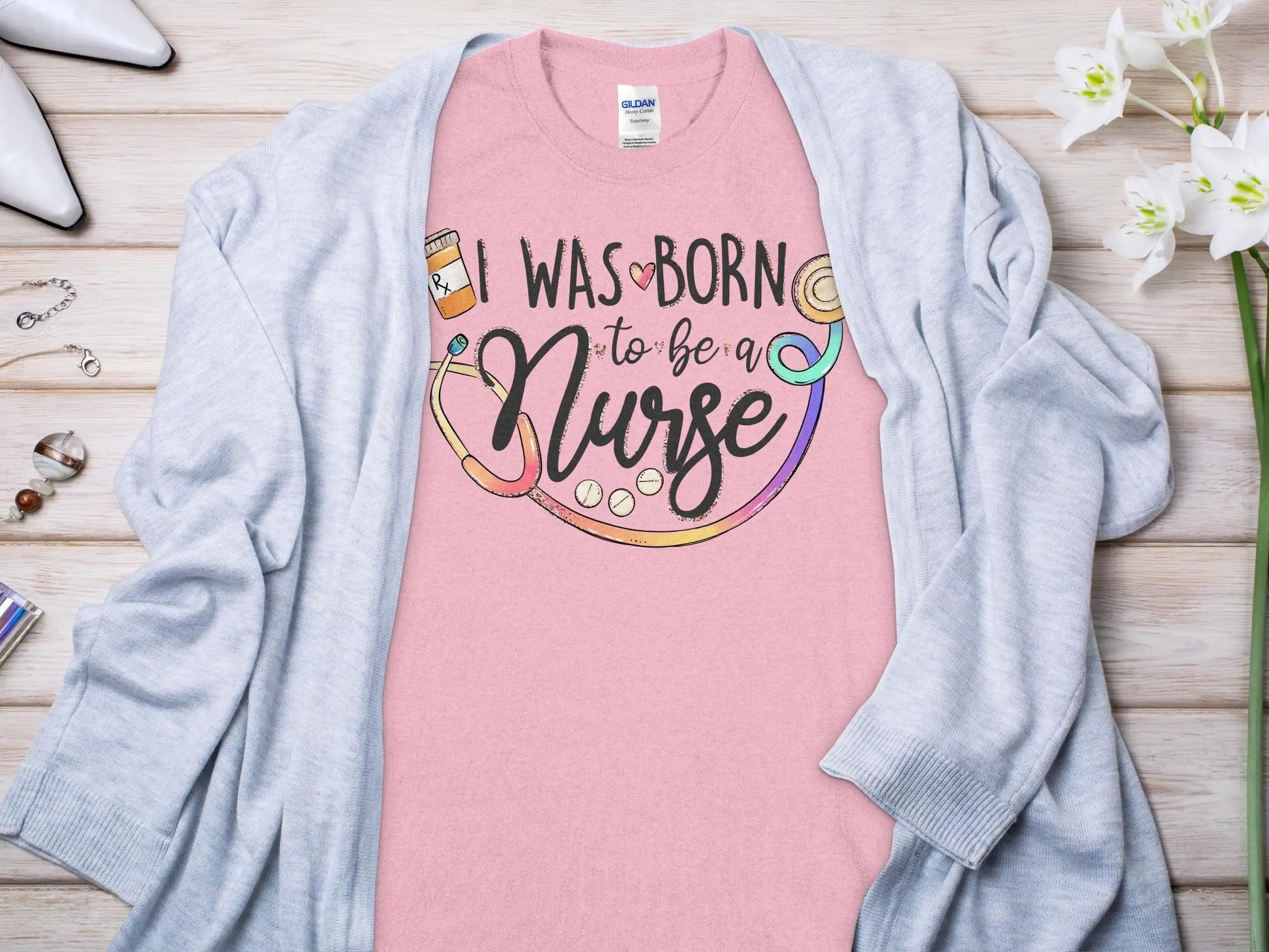 Born to Be Nurse, Future Nurse Gift Idea, Nursing School Student Grad, RN LPN, Nurse Life, Funny Nurse Quality Gilden Tee - Creations Unlimited