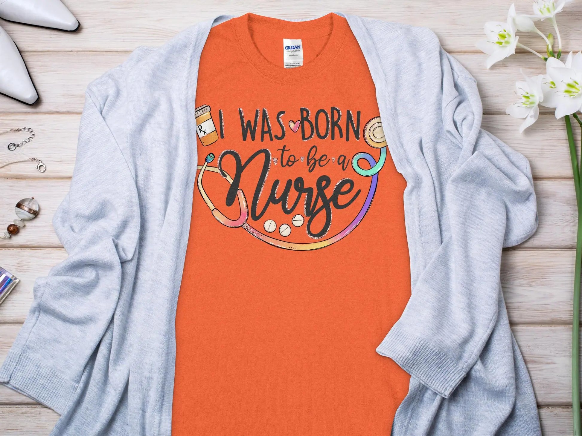 Born to Be Nurse, Future Nurse Gift Idea, Nursing School Student Grad, RN LPN, Nurse Life, Funny Nurse Quality Gilden Tee - Creations Unlimited
