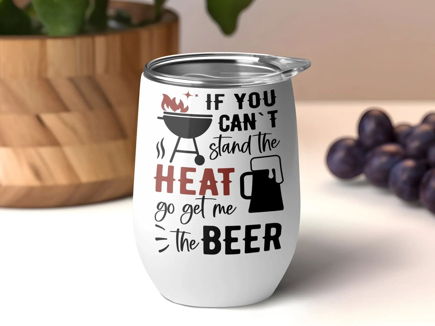 Can't Stand The Heat Funny Apparel 12 0z Wine Tumbler BBQ Wear Great for Your BBQ Cookouts 12 0z Wine Tumbler - Creations Unlimited