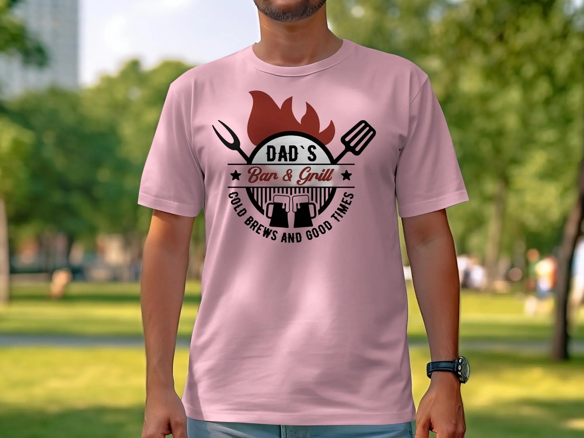 Dad's Bar & Grill Funny Apparel Tee Shirt BBQ Wear Great for Your BBQ Cookouts - Creations Unlimited
