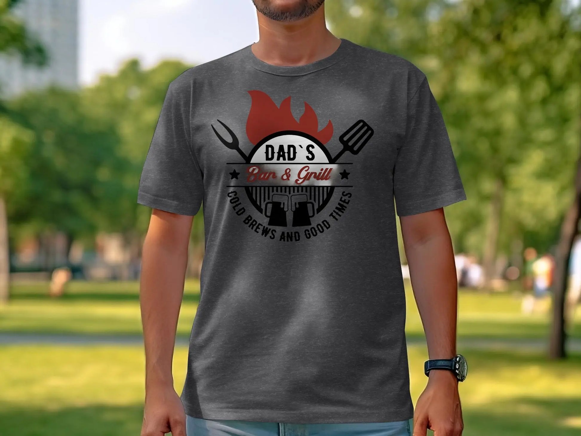 Dad's Bar & Grill Funny Apparel Tee Shirt BBQ Wear Great for Your BBQ Cookouts - Creations Unlimited
