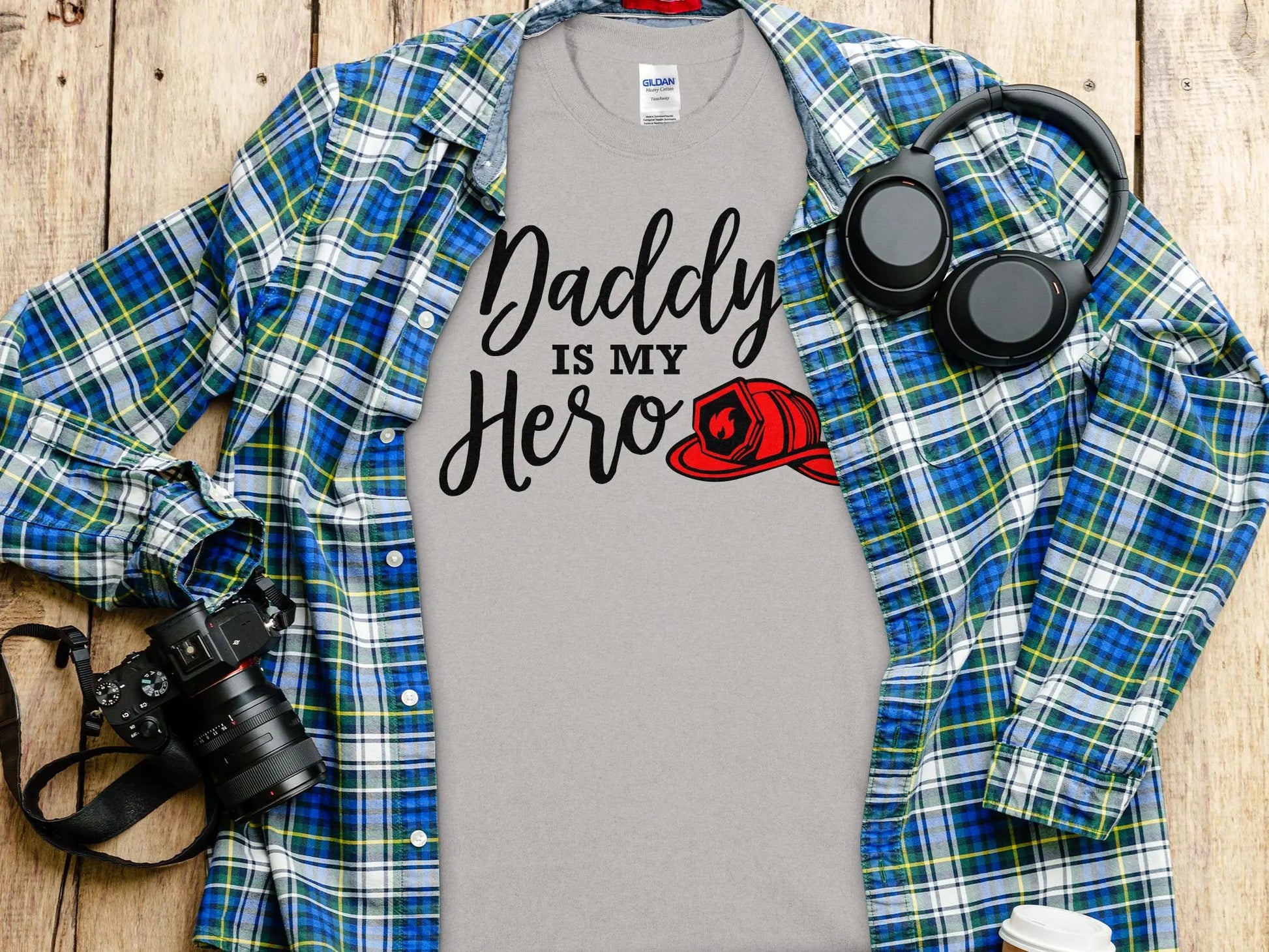 Daddy is my Hero Fire Fighter Tee - Shirt Quality Gilden Tee - Creations Unlimited
