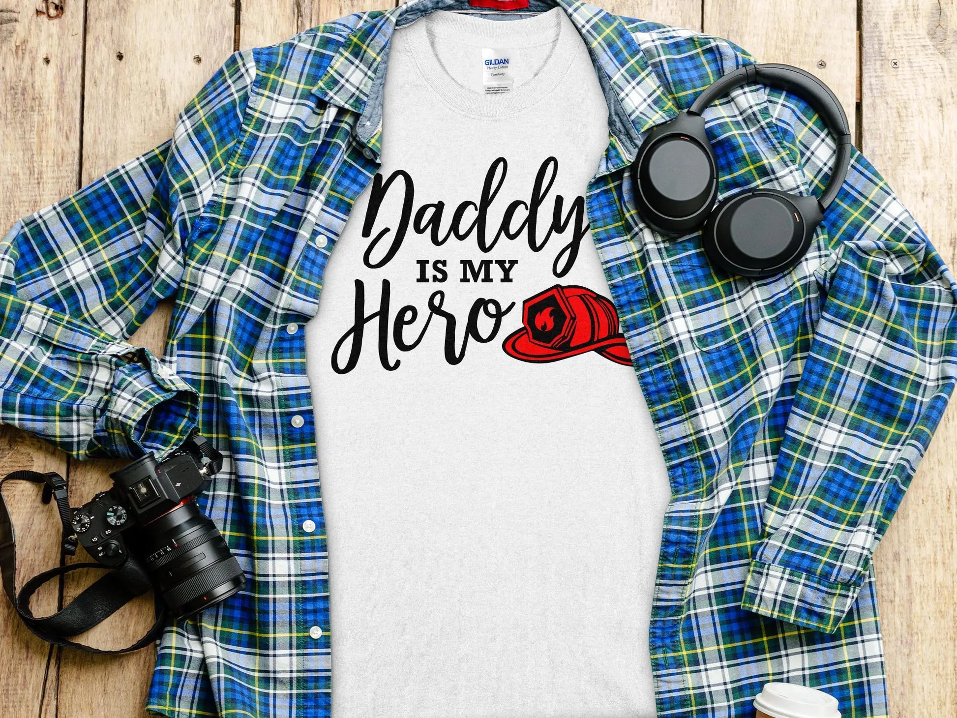 Daddy is my Hero Fire Fighter Tee - Shirt Quality Gilden Tee - Creations Unlimited