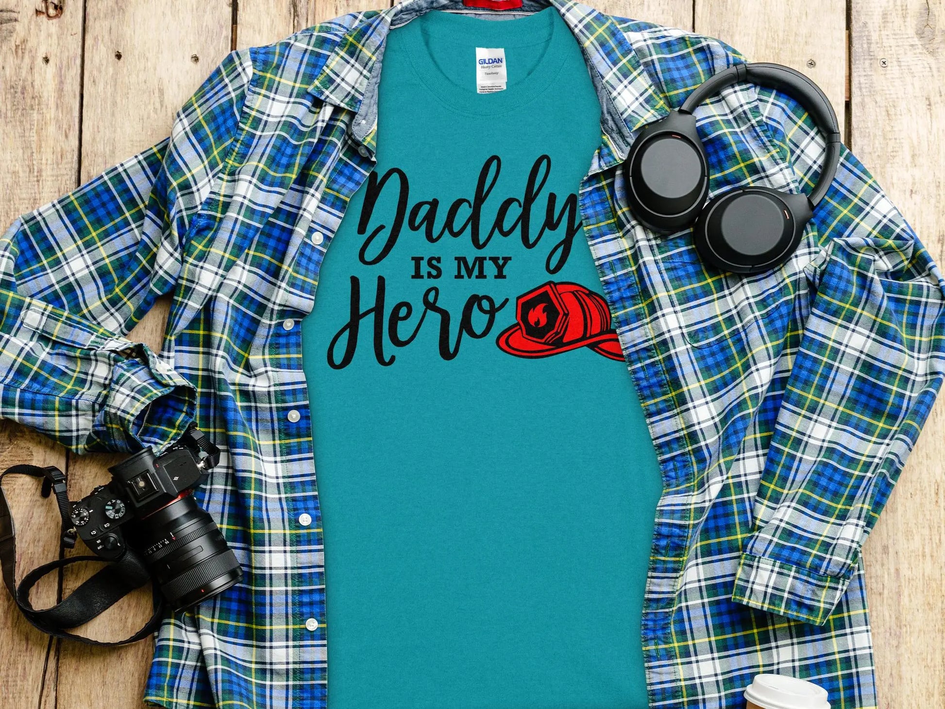 Daddy is my Hero Fire Fighter Tee - Shirt Quality Gilden Tee - Creations Unlimited