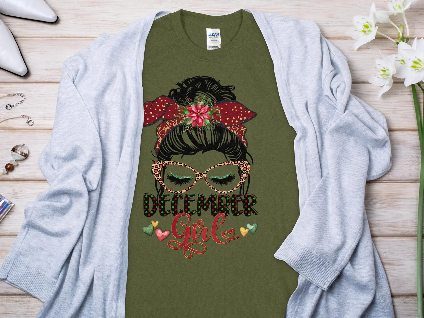 December Girl Birthday T- Makes a Great Gift Quality T- All Sizes and Colors Quality Gilden Tee - Creations Unlimited