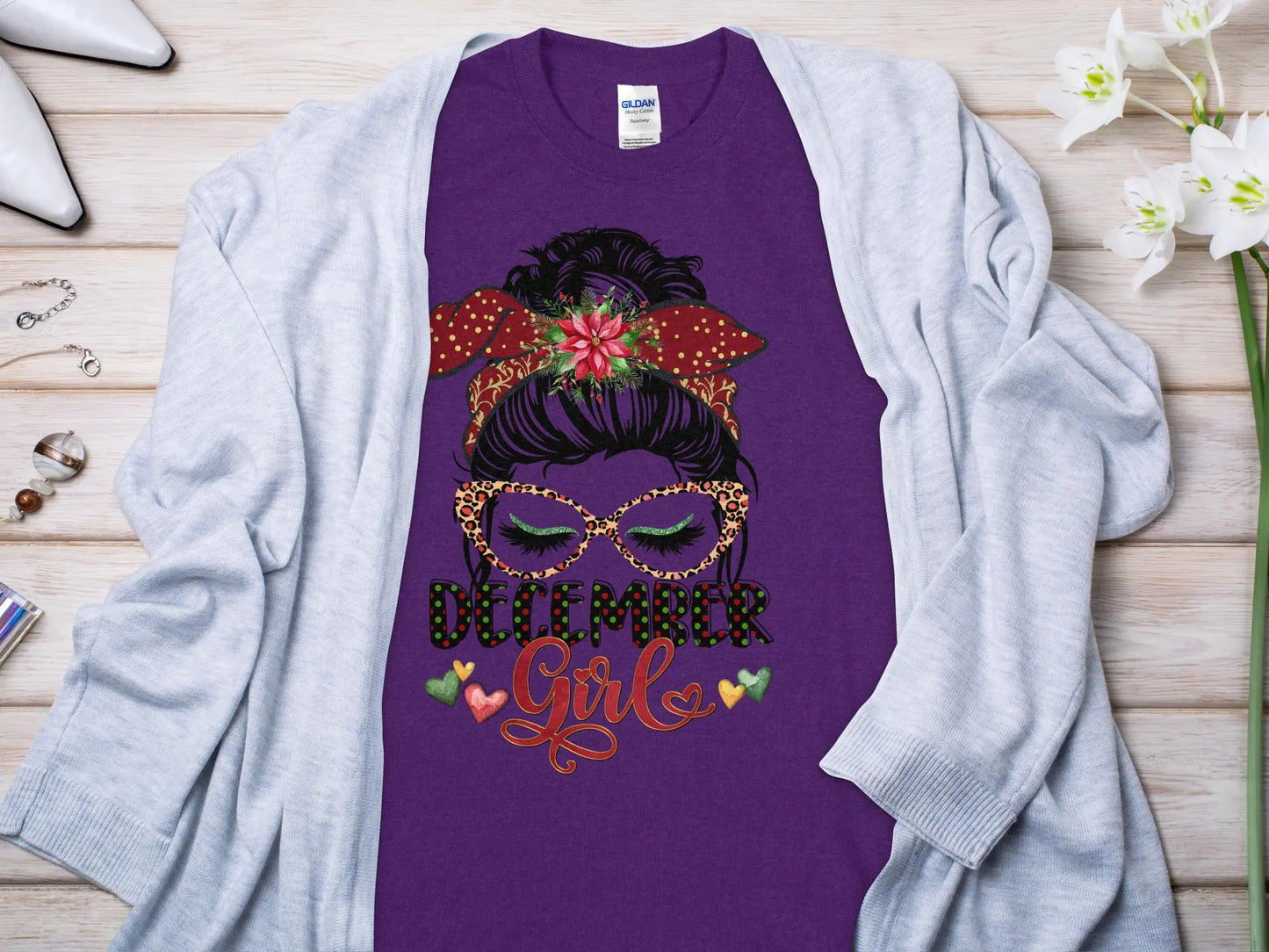 December Girl Birthday T- Makes a Great Gift Quality T- All Sizes and Colors Quality Gilden Tee - Creations Unlimited