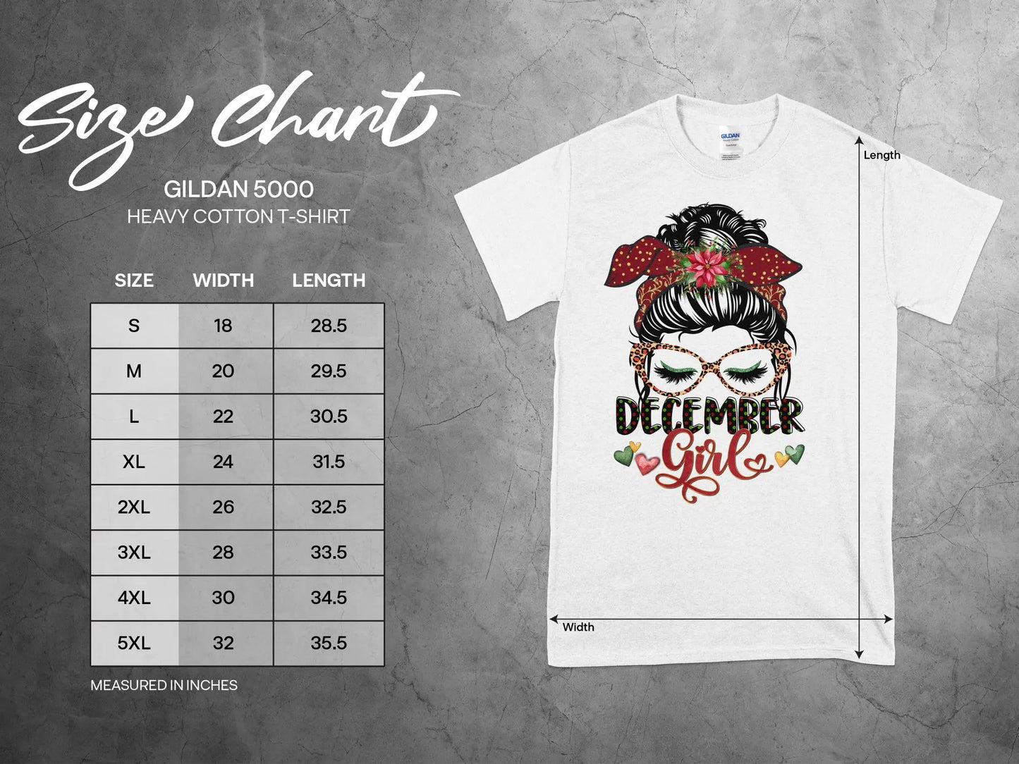 December Girl Birthday T- Makes a Great Gift Quality T- All Sizes and Colors Quality Gilden Tee - Creations Unlimited