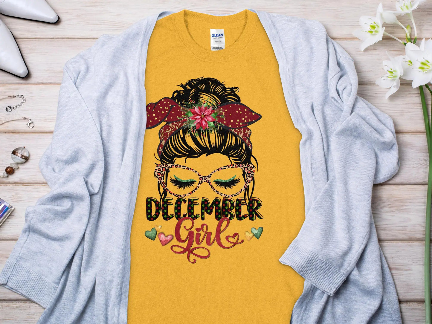 December Girl Birthday T- Makes a Great Gift Quality T- All Sizes and Colors Quality Gilden Tee - Creations Unlimited