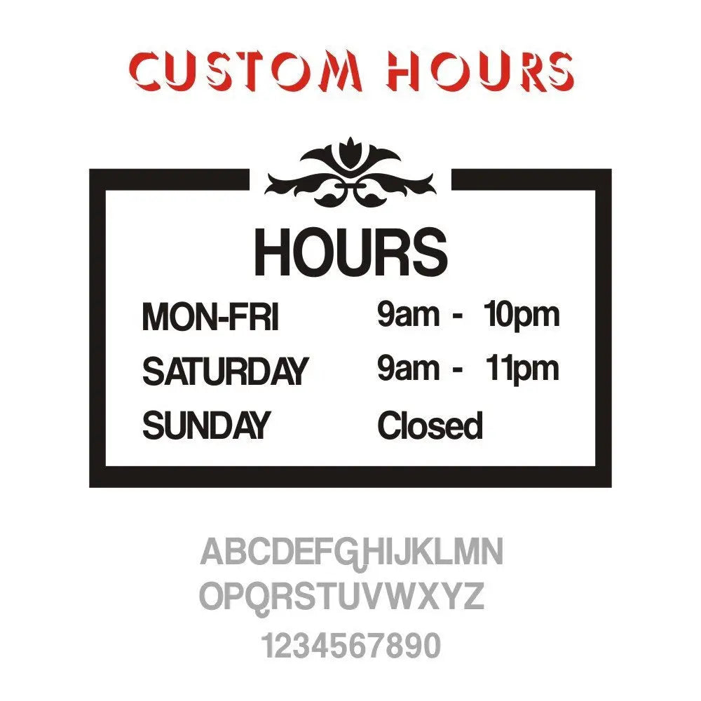 DigTour WallArt Custom Business Store Hours Vinyl Wall Door Window Decal Shop Salon Business Hours Sticker Sign Decor DigTour WallArt