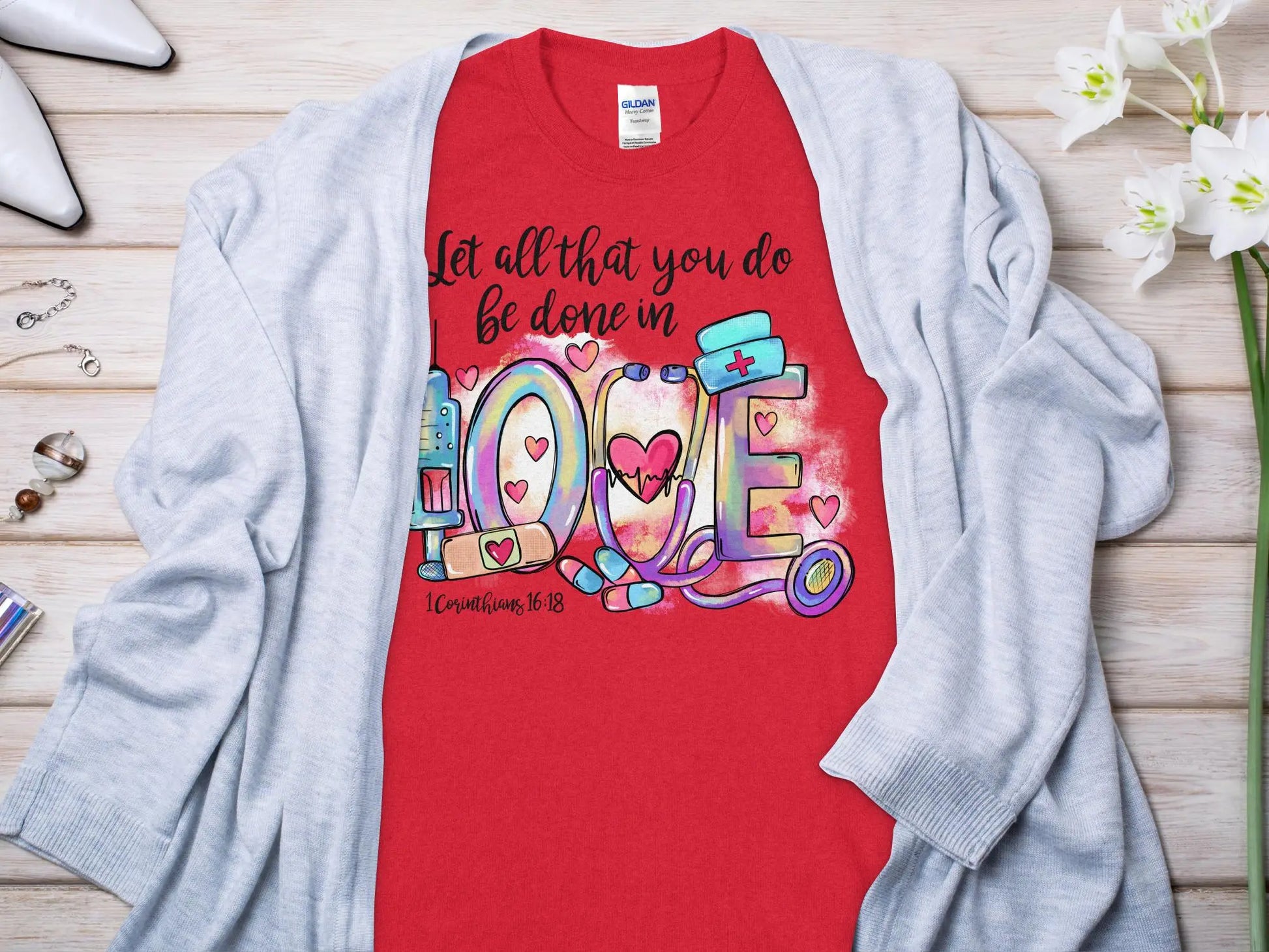 Done In Love Nurse, Future Nurse Gift Idea, Nursing School Student Grad, RN LPN, Nurse Life, Funny Nurse Quality Gilden Tee - Creations Unlimited