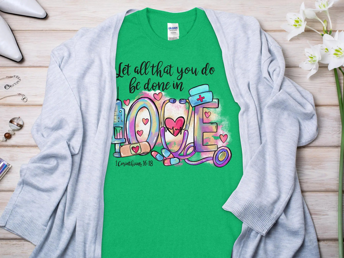 Done In Love Nurse, Future Nurse Gift Idea, Nursing School Student Grad, RN LPN, Nurse Life, Funny Nurse Quality Gilden Tee - Creations Unlimited