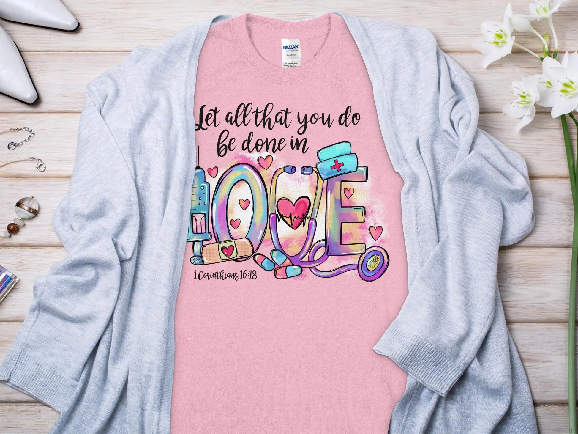 Done In Love Nurse, Future Nurse Gift Idea, Nursing School Student Grad, RN LPN, Nurse Life, Funny Nurse Quality Gilden Tee - Creations Unlimited