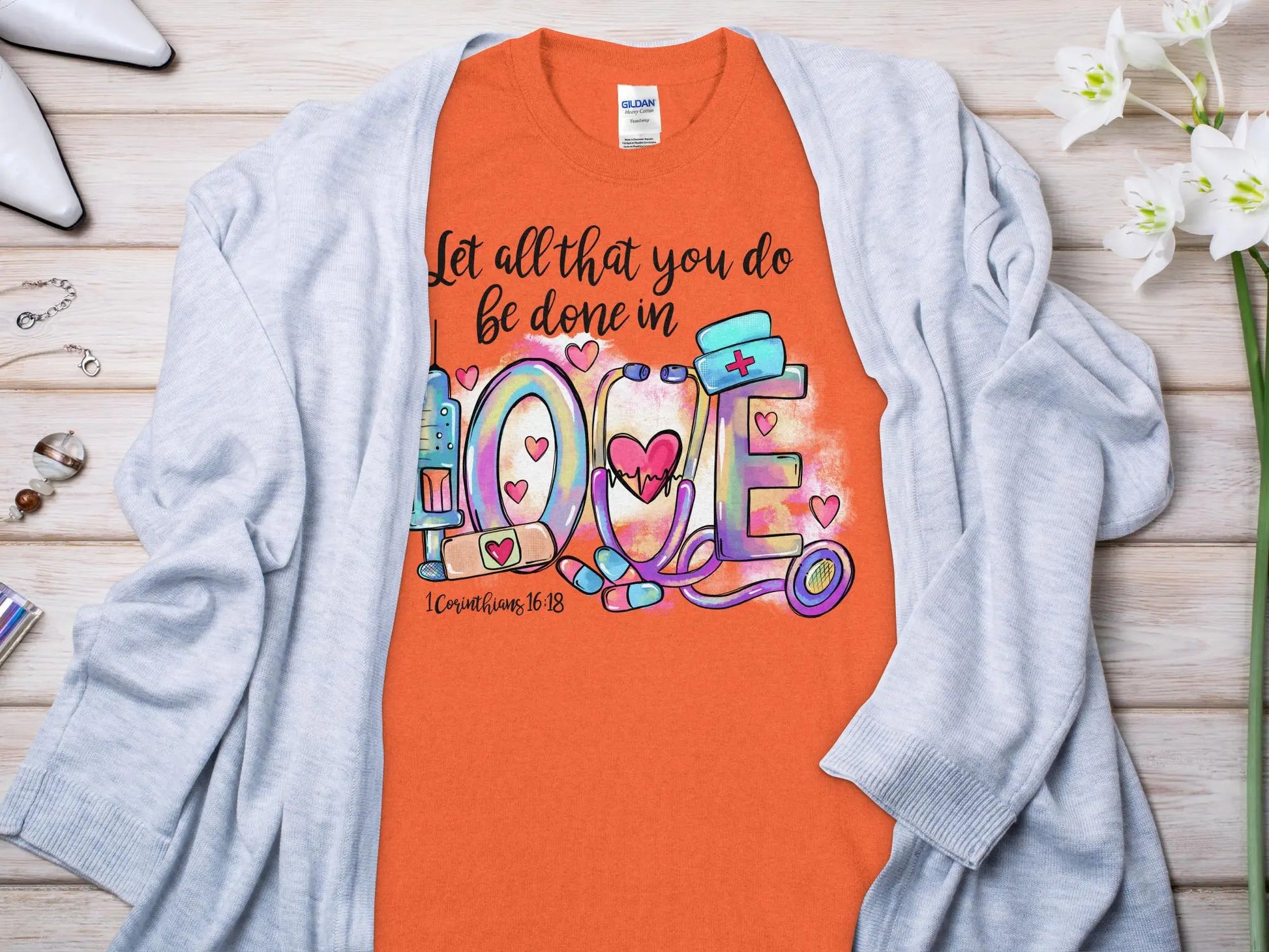 Done In Love Nurse, Future Nurse Gift Idea, Nursing School Student Grad, RN LPN, Nurse Life, Funny Nurse Quality Gilden Tee - Creations Unlimited