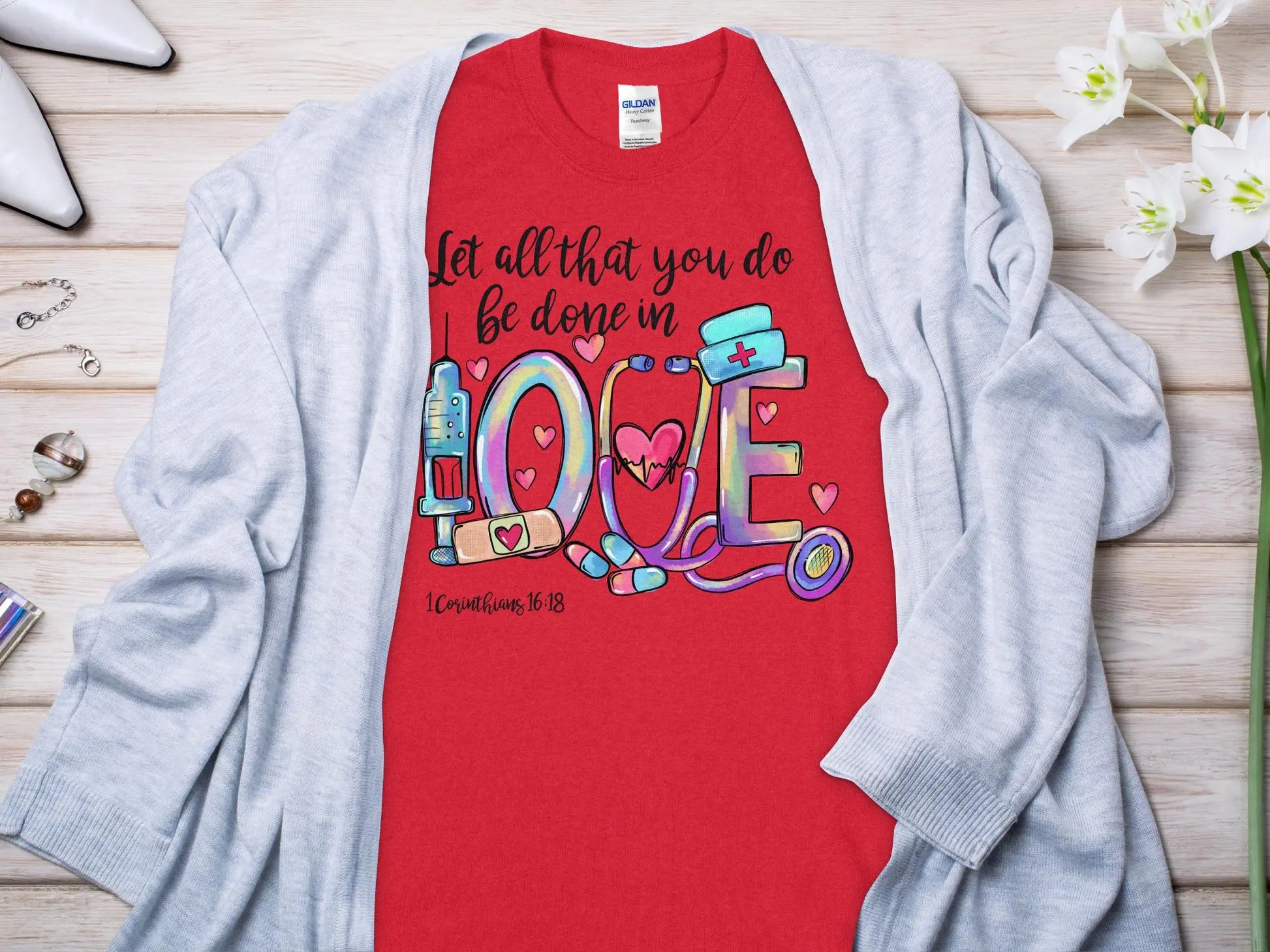 Done in Love Nurse, Future Nurse Gift Idea, Nursing School Student Grad, RN LPN, Nurse Life, Funny Nurse Quality Gilden Tee - Creations Unlimited