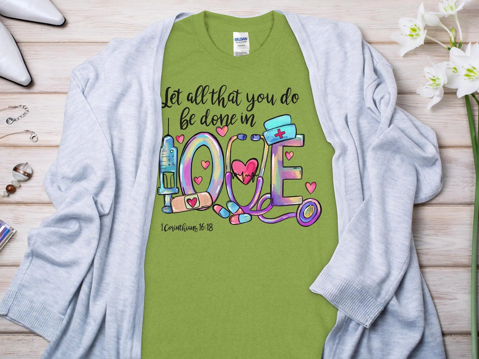 Done in Love Nurse, Future Nurse Gift Idea, Nursing School Student Grad, RN LPN, Nurse Life, Funny Nurse Quality Gilden Tee - Creations Unlimited