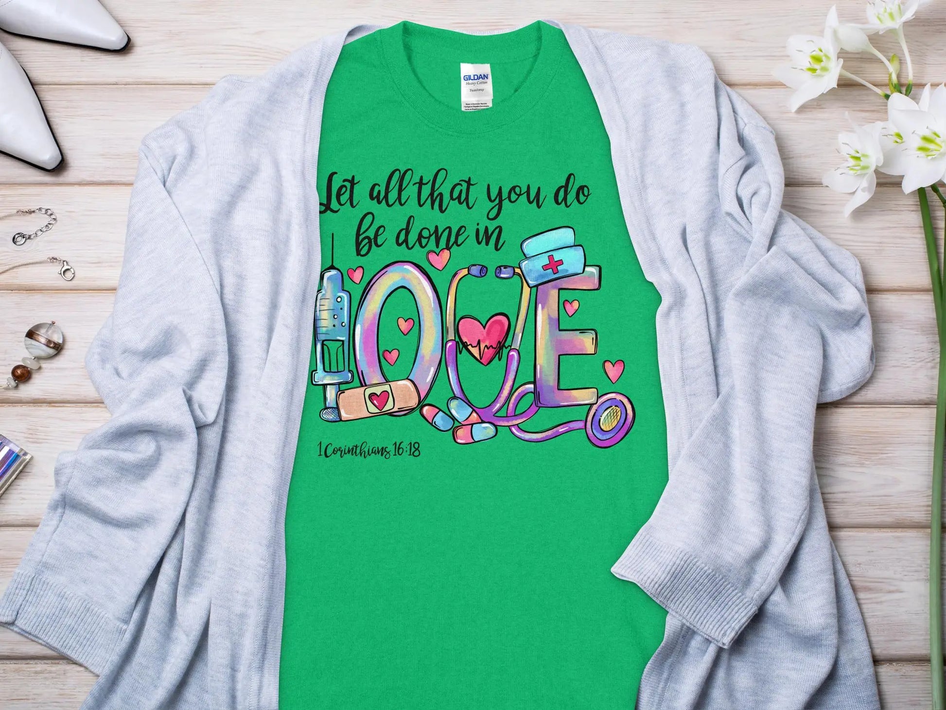 Done in Love Nurse, Future Nurse Gift Idea, Nursing School Student Grad, RN LPN, Nurse Life, Funny Nurse Quality Gilden Tee - Creations Unlimited