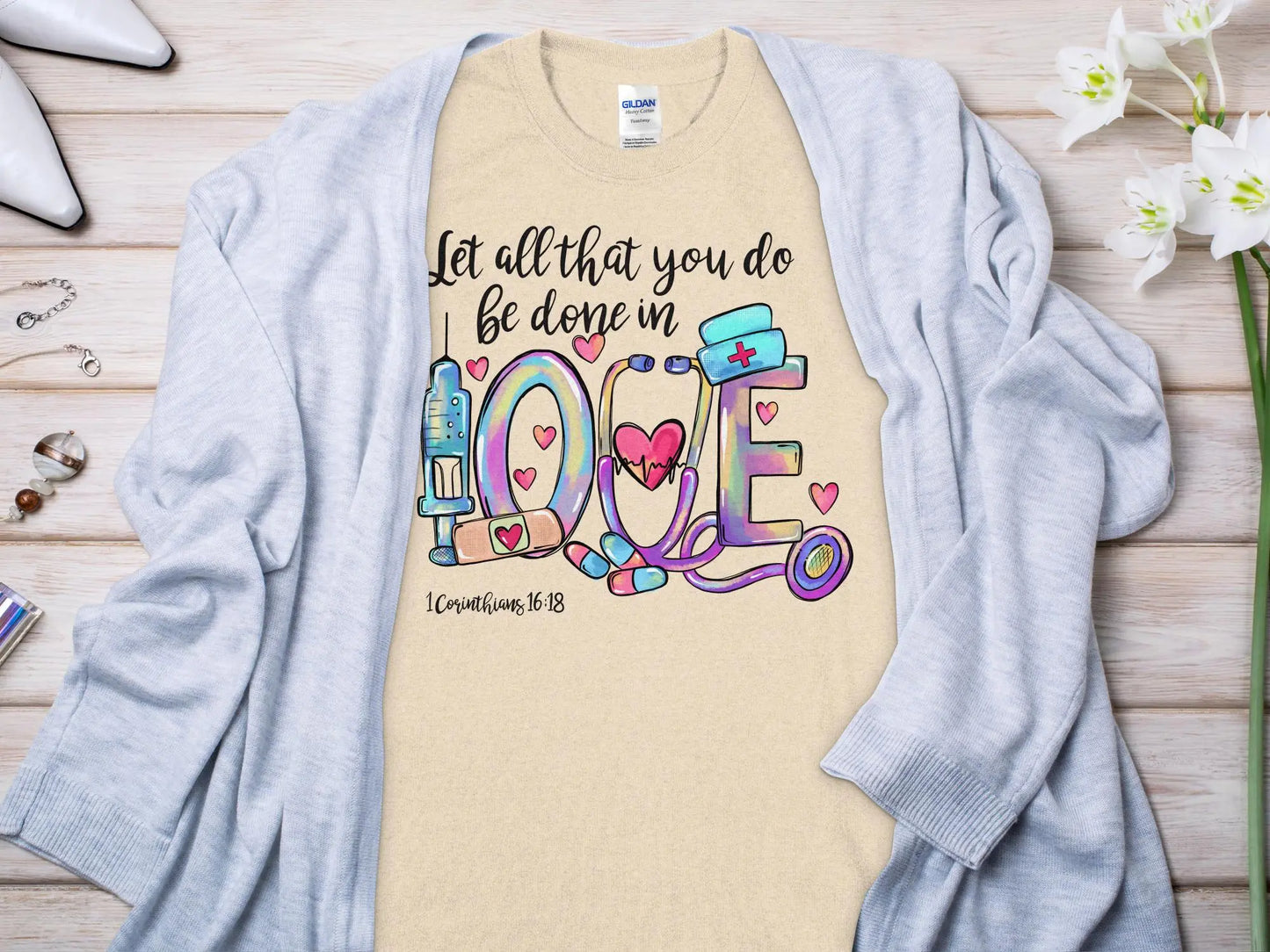 Done in Love Nurse, Future Nurse Gift Idea, Nursing School Student Grad, RN LPN, Nurse Life, Funny Nurse Quality Gilden Tee - Creations Unlimited