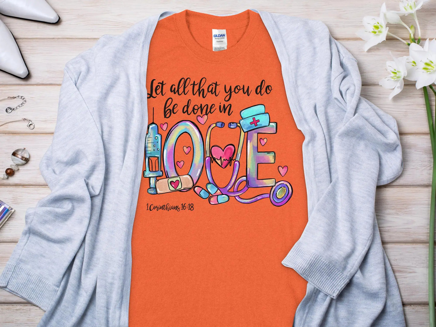 Done in Love Nurse, Future Nurse Gift Idea, Nursing School Student Grad, RN LPN, Nurse Life, Funny Nurse Quality Gilden Tee - Creations Unlimited