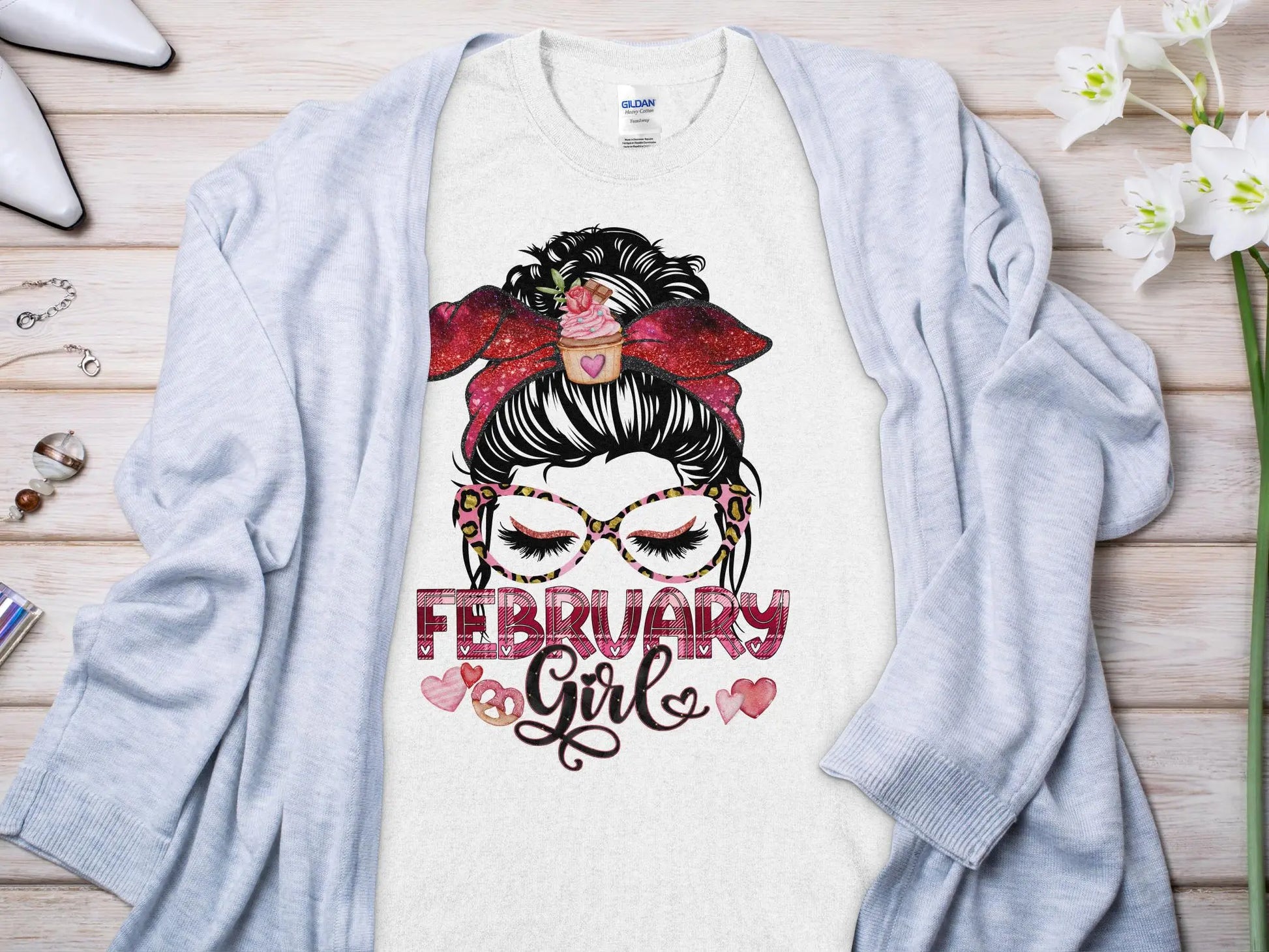 February Girl Birthday T- Makes a Great Gift Quality T- All Sizes and Colors Quality Gilden Tee - Creations Unlimited