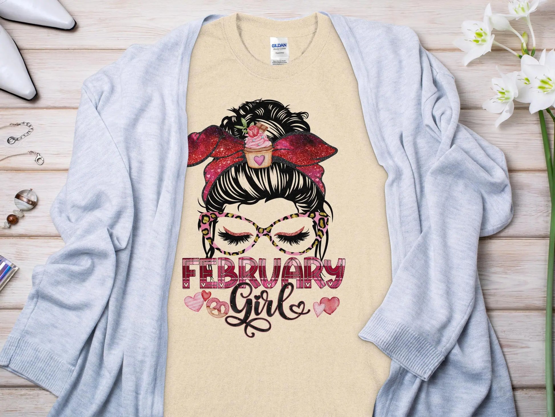 February Girl Birthday T- Makes a Great Gift Quality T- All Sizes and Colors Quality Gilden Tee - Creations Unlimited