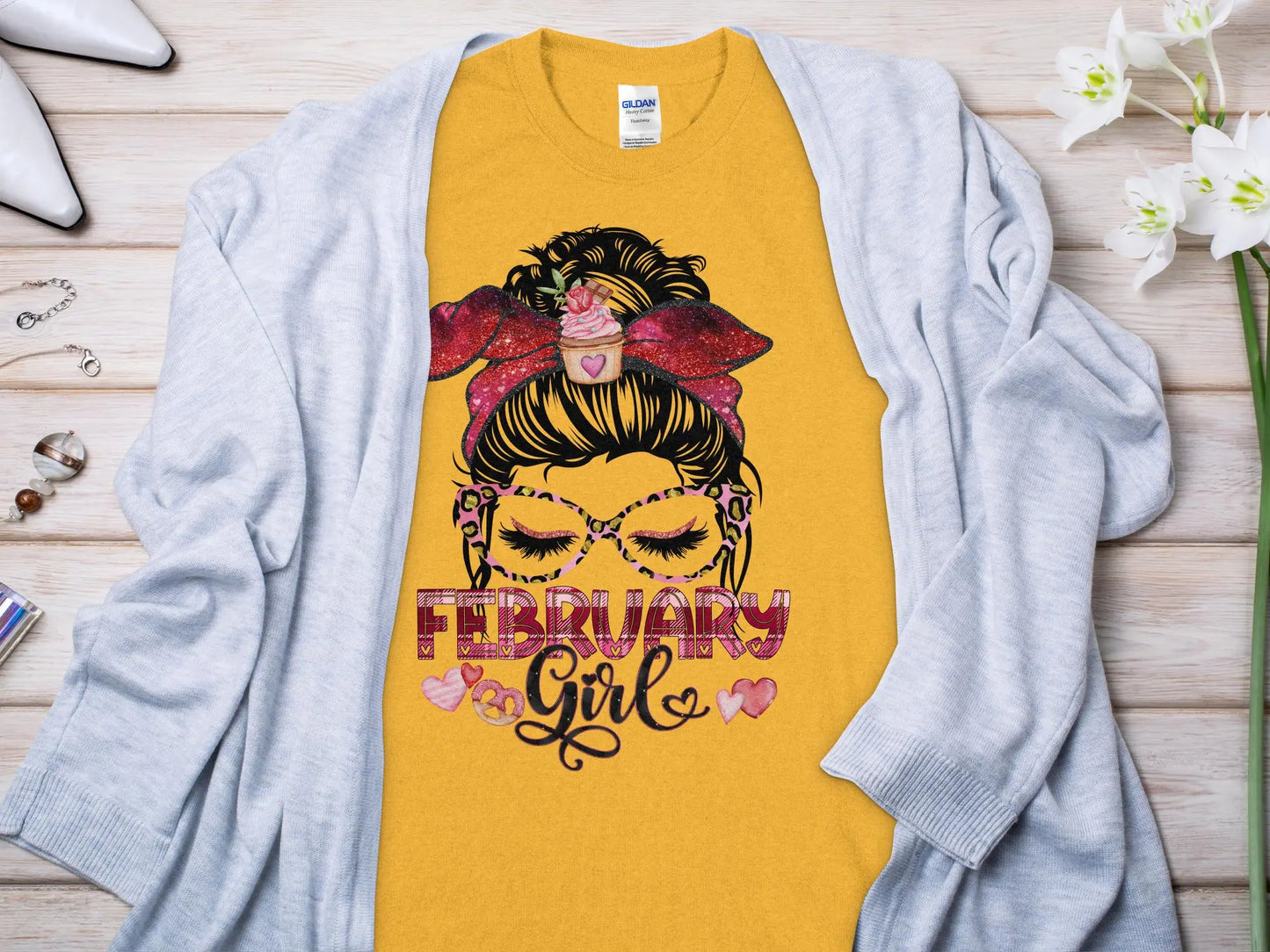 February Girl Birthday T- Makes a Great Gift Quality T- All Sizes and Colors Quality Gilden Tee - Creations Unlimited