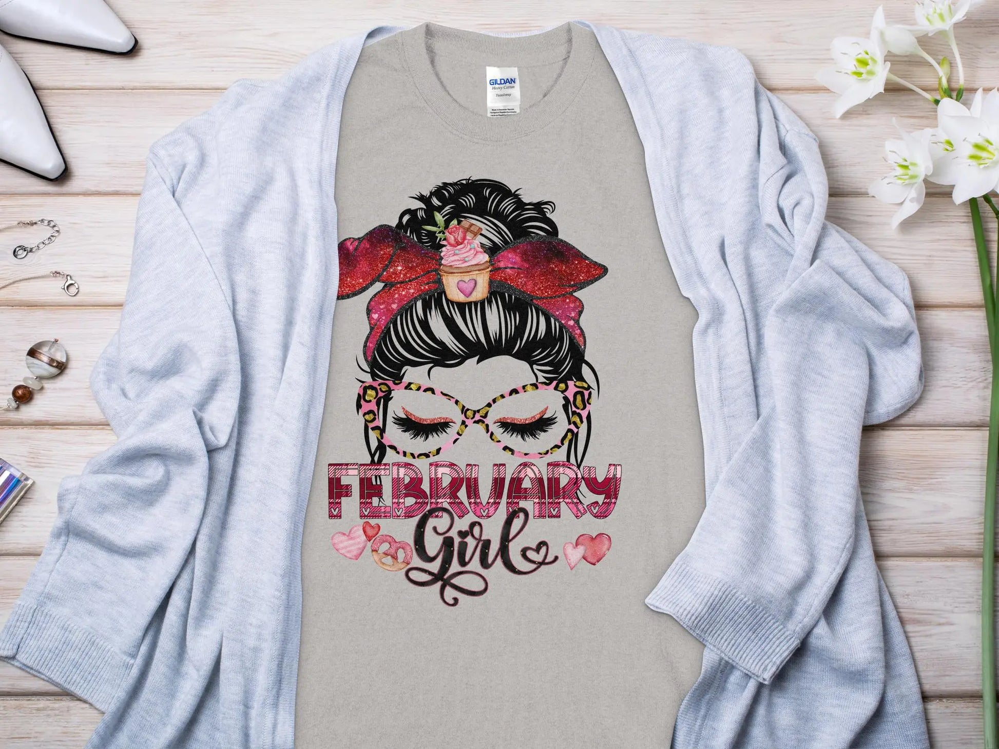 February Girl Birthday T- Makes a Great Gift Quality T- All Sizes and Colors Quality Gilden Tee - Creations Unlimited
