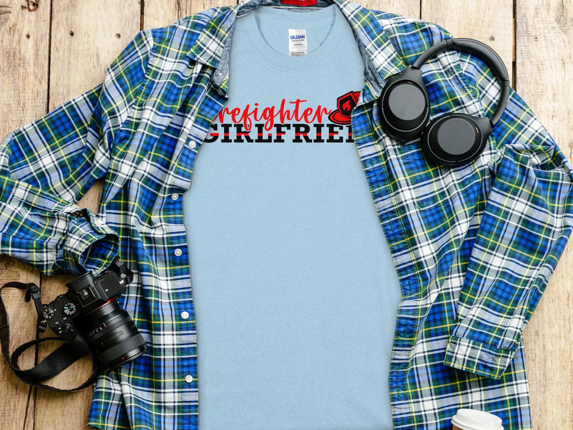 Fire Fighter Girlfriend Tee - Shirt Support a Firefighter Quality Gildan Tee - Creations Unlimited