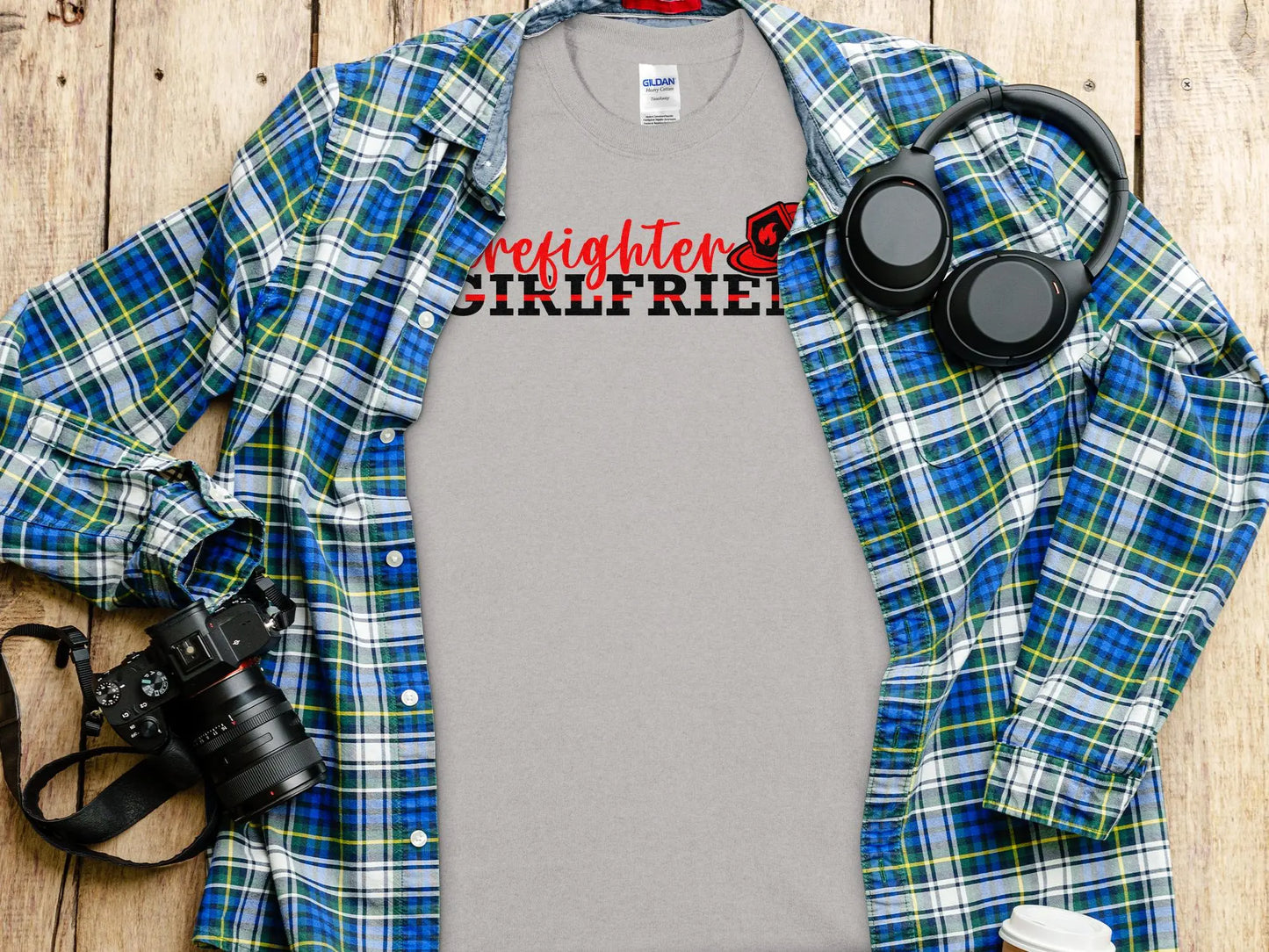 Fire Fighter Girlfriend Tee - Shirt Support a Firefighter Quality Gildan Tee - Creations Unlimited
