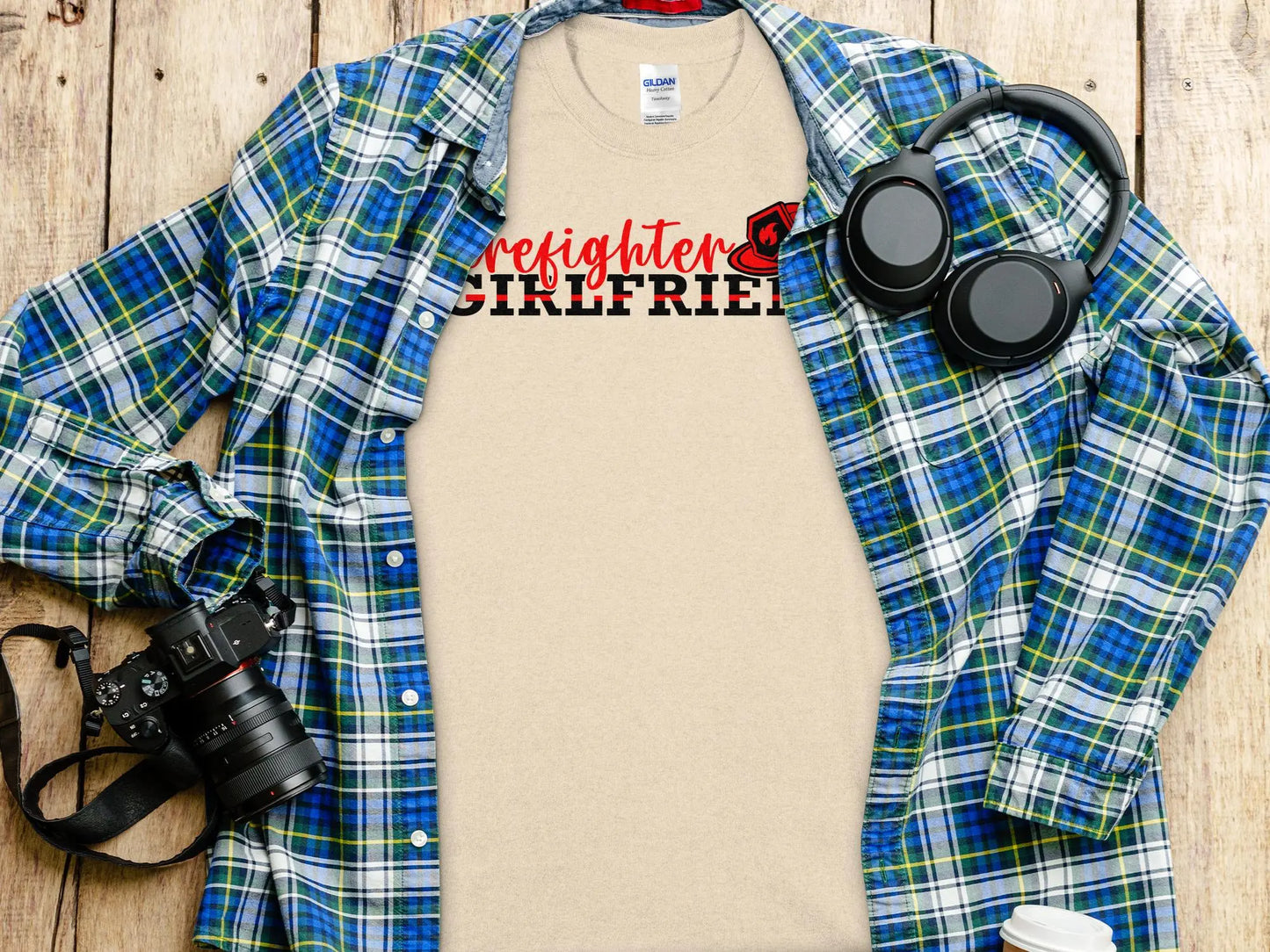 Fire Fighter Girlfriend Tee - Shirt Support a Firefighter Quality Gildan Tee - Creations Unlimited