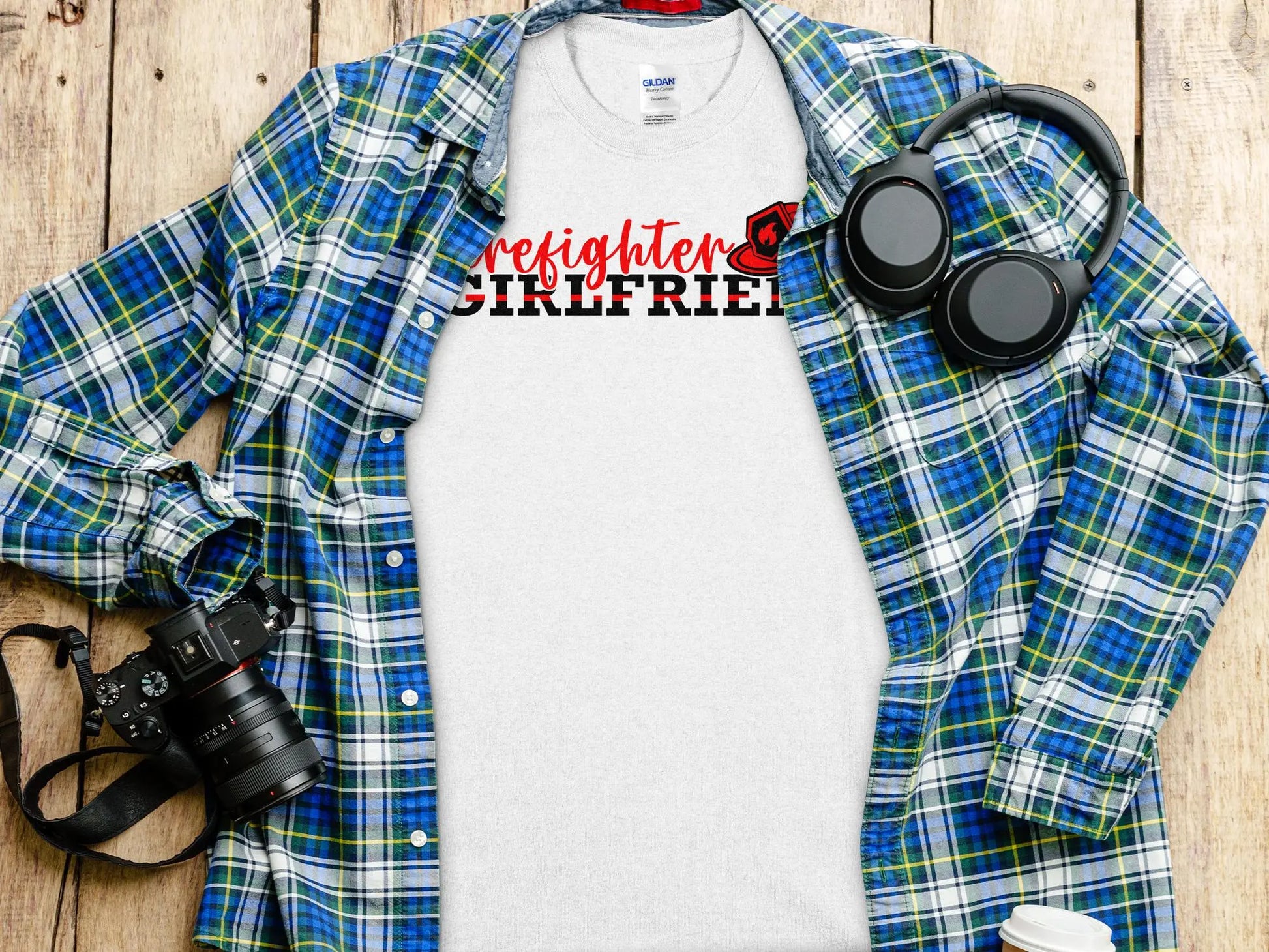 Fire Fighter Girlfriend Tee - Shirt Support a Firefighter Quality Gildan Tee - Creations Unlimited