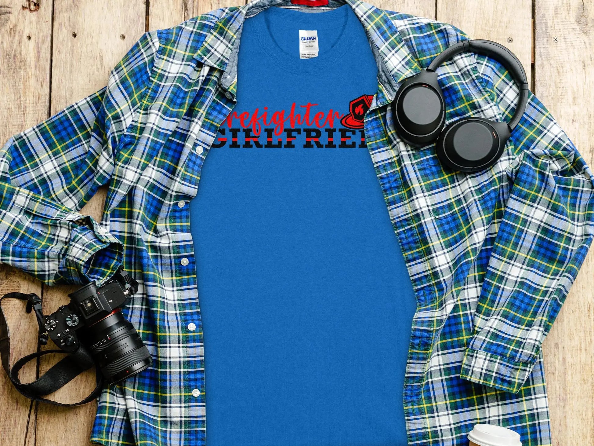Fire Fighter Girlfriend Tee - Shirt Support a Firefighter Quality Gildan Tee - Creations Unlimited