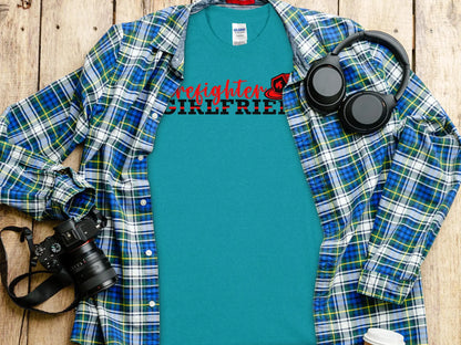 Fire Fighter Girlfriend Tee - Shirt Support a Firefighter Quality Gildan Tee - Creations Unlimited