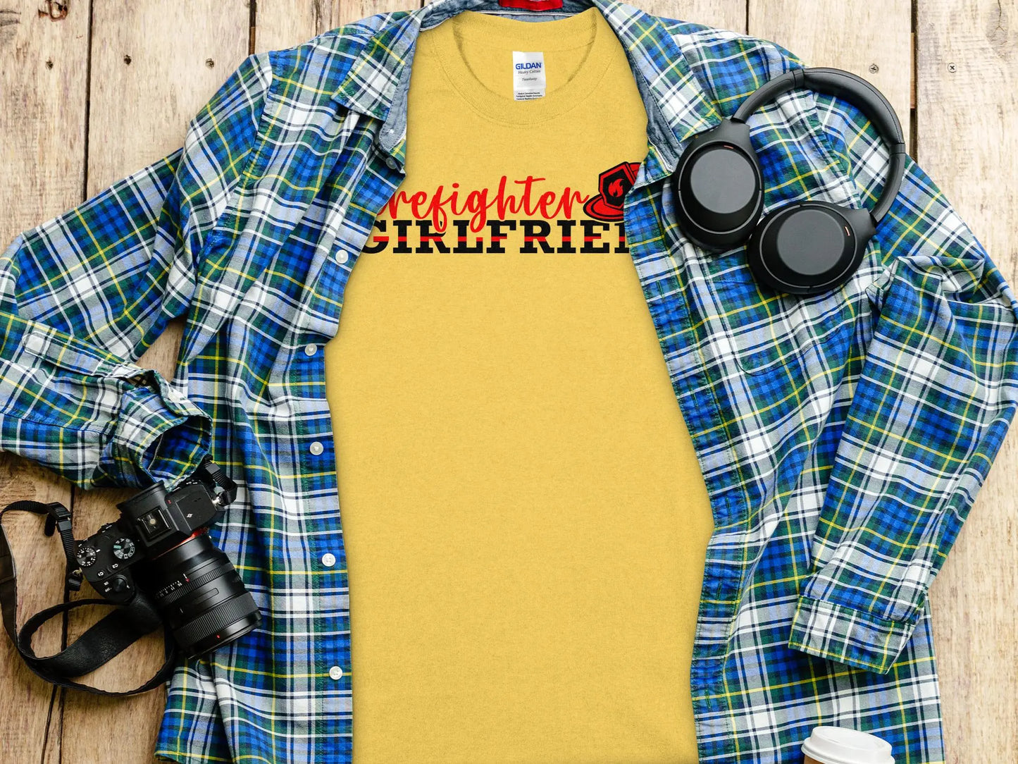 Fire Fighter Girlfriend Tee - Shirt Support a Firefighter Quality Gildan Tee - Creations Unlimited