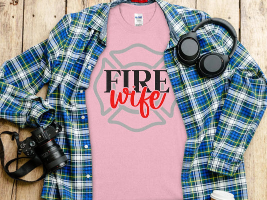 Fire Fighter Wife Tee - Shirt Quality Gilden Tee Support Your Firefighter - Creations Unlimited
