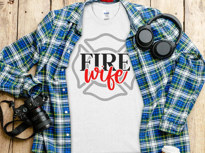 Fire Fighter Wife Tee - Shirt Quality Gilden Tee Support Your Firefighter - Creations Unlimited