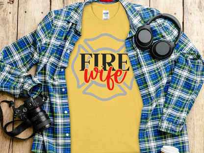 Fire Fighter Wife Tee - Shirt Quality Gilden Tee Support Your Firefighter - Creations Unlimited