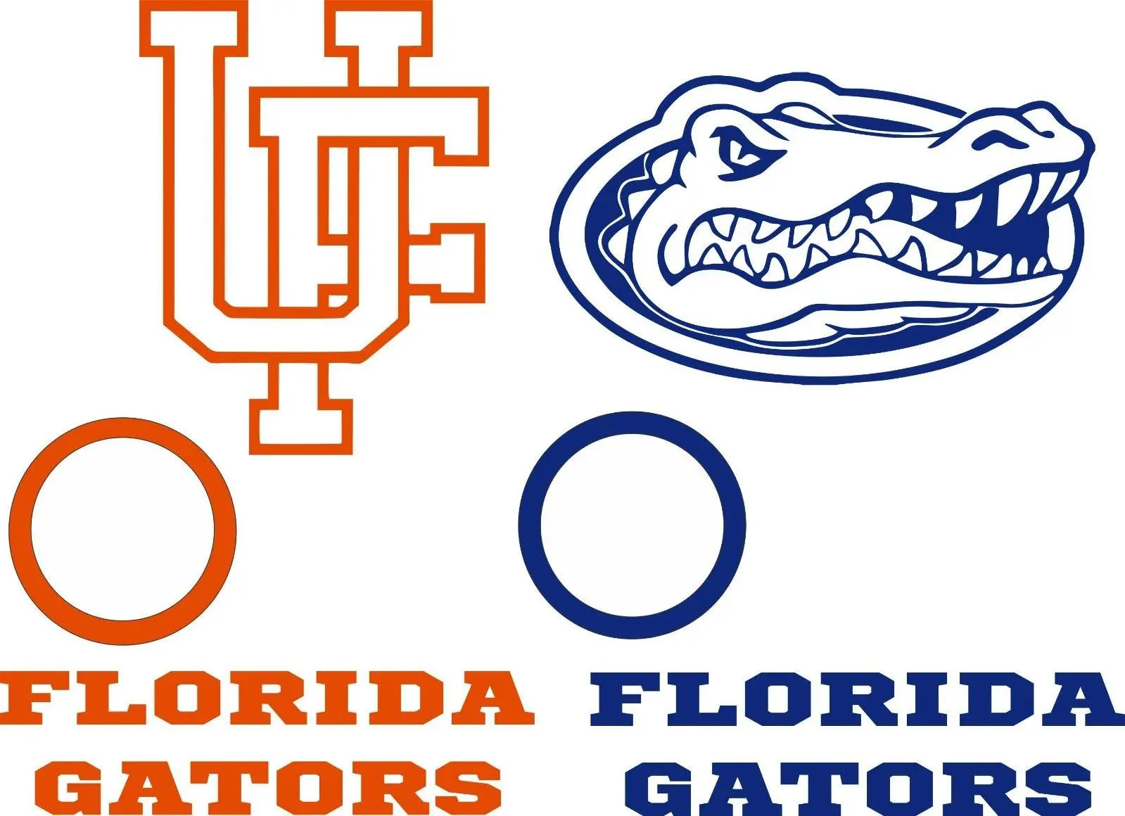 Florida Gators Cornhole Decals - 6 Cornhole Decals with Circles - 2 Free Window Decals Creations Unlimited
