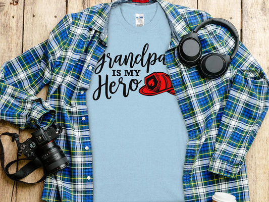 Grandpa is my Hero Fire Fighter Tee - Shirt. Support Your Firefighter - Creations Unlimited