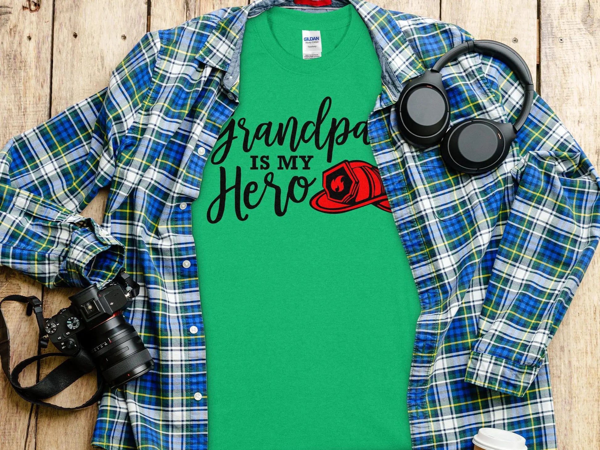 Grandpa is my Hero Fire Fighter Tee - Shirt. Support Your Firefighter - Creations Unlimited