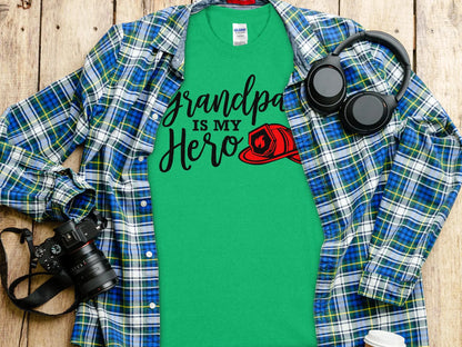 Grandpa is my Hero Fire Fighter Tee - Shirt. Support Your Firefighter - Creations Unlimited