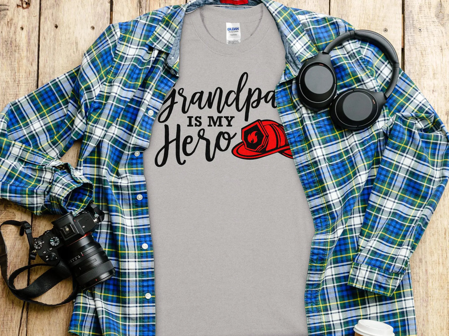 Grandpa is my Hero Fire Fighter Tee - Shirt. Support Your Firefighter - Creations Unlimited